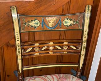 Stunning Hand Painted Accent Chair With Cane Seat