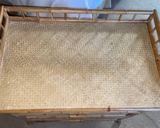 Fabulous Mid-Century Modern/Boho Bamboo 3 Drawer Nightstand (2 Available)