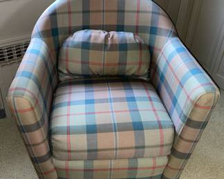 Plaid Upholstered Armchair With Decorative Pillow From Shenandoah Furniture, Inc.