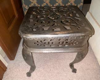 Antique Cast Iron Foot Stool With Filigree Scrollwork Detail