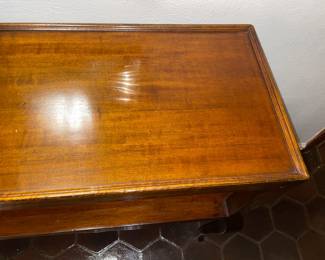 Large Antique Wooden Console Table With Middle Shelf