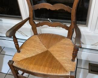 Accent Antique Wooden Chair With Straw Seat