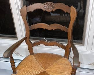 Accent Antique Wooden Chair With Straw Seat
