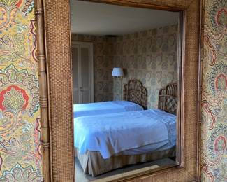 Fabulous Mid-Century Modern/Boho Bamboo Framed Mirror