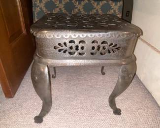 Antique Cast Iron Foot Stool With Filigree Scrollwork Detail