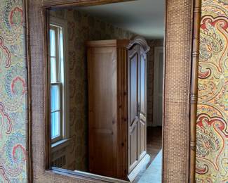 Fabulous Mid-Century Modern/Boho Bamboo Framed Mirror