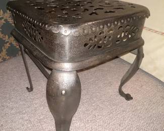 Antique Cast Iron Foot Stool With Filigree Scrollwork Detail