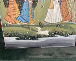 "Krishna And Radha With A Deer" Painting From The "Allen Waller India Collection" (18th Century, Kishangarh School)