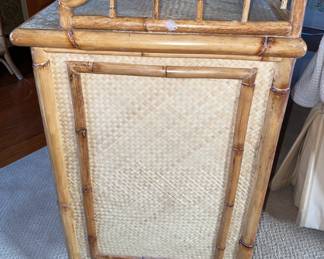 Fabulous Mid-Century Modern/Boho Bamboo 3 Drawer Nightstand (2 Available)