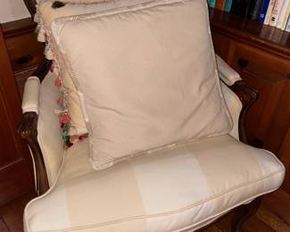 Oversized Upholstered Plaid Arm Chair With Decorative Pillows