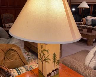 Hand Painted 4 Sided Farm Motif Table Lamp