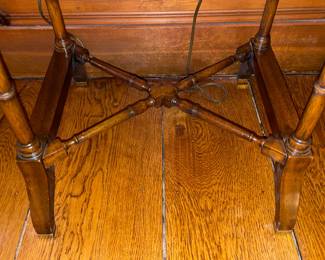 Beautiful Small Wooden Accent Table With Leather Top, Metal Accents, & Inlaid Wood By Maitland Smith