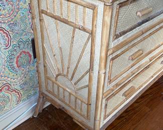 Fabulous Mid-Century Modern/Boho Bamboo 3 Drawer Dresser