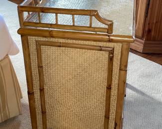 Fabulous Mid-Century Modern/Boho Bamboo 3 Drawer Nightstand (2 Available)