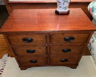 Antique 6 Drawer Cabinet With Metal Pull Handles