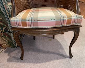 Accent Cane Back Arm Chair With Upholstered Seat