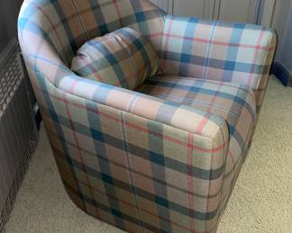 Plaid Upholstered Armchair With Decorative Pillow From Shenandoah Furniture, Inc.
