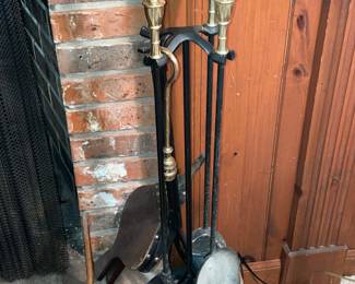 Black & Brass Fireplace Tools