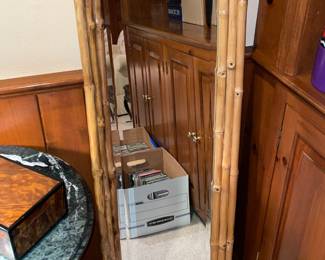 Fabulous Mid-Century Modern/Boho Bamboo Floor Mirror