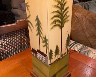 Hand Painted 4 Sided Farm Motif Table Lamp