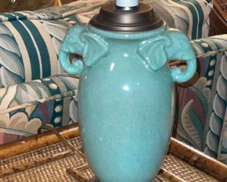 Green Elephant Head Porcelain Table Lamp