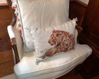 Oversized Upholstered Plaid Arm Chair With Decorative Pillows