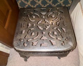 Antique Cast Iron Foot Stool With Filigree Scrollwork Detail