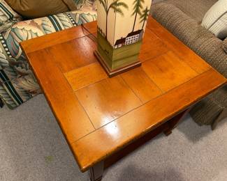 Wooden End Table With Bottom Shelf