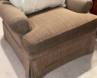 Comfy Brown Upholstered Arm Chair With Decorative Pillow (2 Available)