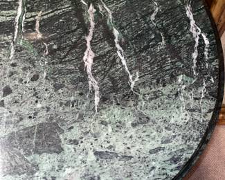 Oversized Wooden Console Table With Green Marble Top