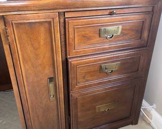 Stanley Furniture Wooden Bookcase W/ Brass Handle Details