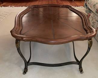 Large Heavy Cast Iron Base Coffee Table With Wood Top