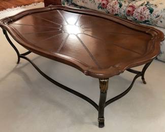 Large Heavy Cast Iron Base Coffee Table With Wood Top