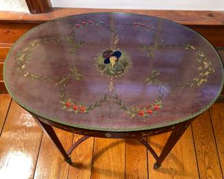 Beautiful Hand Painted Floral Round Wooden Table