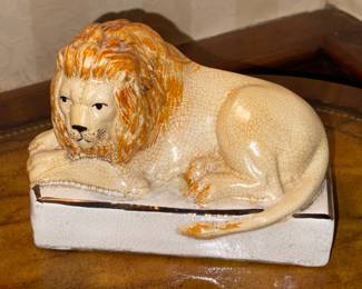 Genuine Antique Staffordshire Lions From England (2 Available)