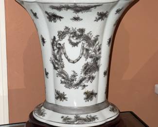 Antique Black & White Porcelain Table Lamp