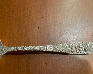 Stieff "Rose" Pattern Sterling Silver Flatware Set (12 Dinner Forks, 12 Seafood Forks, 12 Salad Forks, 12 Round Soup Spoons, 12 Dinner Knives, 12 Demi-Tasse Spoons, 12 Tea Spoons, 1 Sugar Serving Spoon, 1 Solid Serving Spoon, 1 Pierced Serving Spoon, 1 Ladle, 1 Pickle Fork, 1 Olive Fork, 4 Butter Spreaders, & 1 Pie Server)