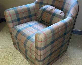 Plaid Upholstered Armchair With Decorative Pillow From Shenandoah Furniture, Inc.