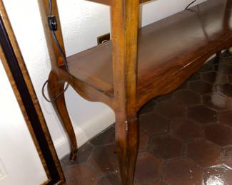 Large Antique Wooden Console Table With Middle Shelf