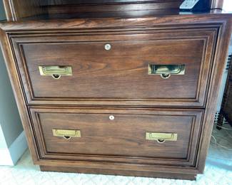 Stanley Furniture Wooden Bookcase W/ Brass Handle Details