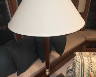 Wood With Brass Trim Floor Lamp
