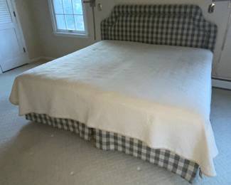 Large Green & White Upholstered Headboard