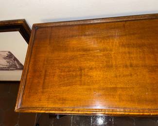 Large Antique Wooden Console Table With Middle Shelf