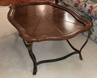 Large Heavy Cast Iron Base Coffee Table With Wood Top