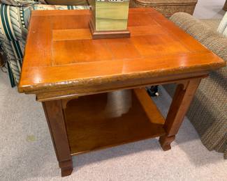Wooden End Table With Bottom Shelf