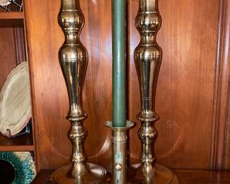 Antique Late 1800s Brass Candlestick Holders