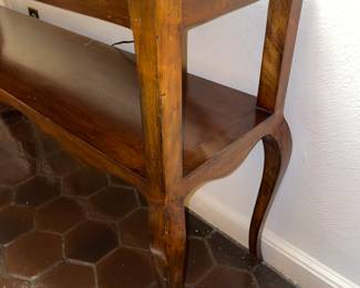 Large Antique Wooden Console Table With Middle Shelf