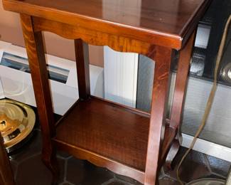 Antique Wooden Accent Table With Bottom Shelf