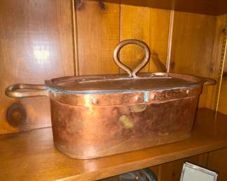 Large Double Handled Copper Pot W/ Lid