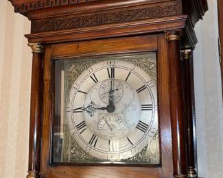 Antique Samuel Wainwright Northampton No. 2621 Wooden Case Grandfather Clock